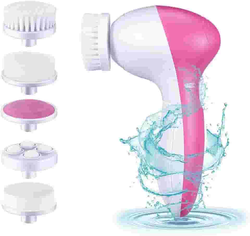 Escova facial de limpeza de rosto escova de limpeza à prova d'água novo estilo 2 velocidades com 5 cabeças de escova escova de beleza facial pincel de limpeza de rosto em uma linda caixa...