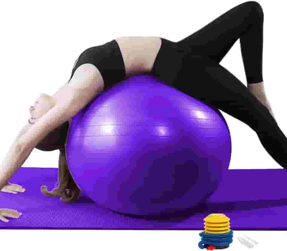 GODREAM Bola Pilates, Bola Fisioterapia, Bola Suiça, 55 cm, 65 cm, 75 cm, Anti estouro, Suporta até 300kg, Ideal para Gestante, Ginastica, Yoga, Academia e Pilates em casa, com Bomba