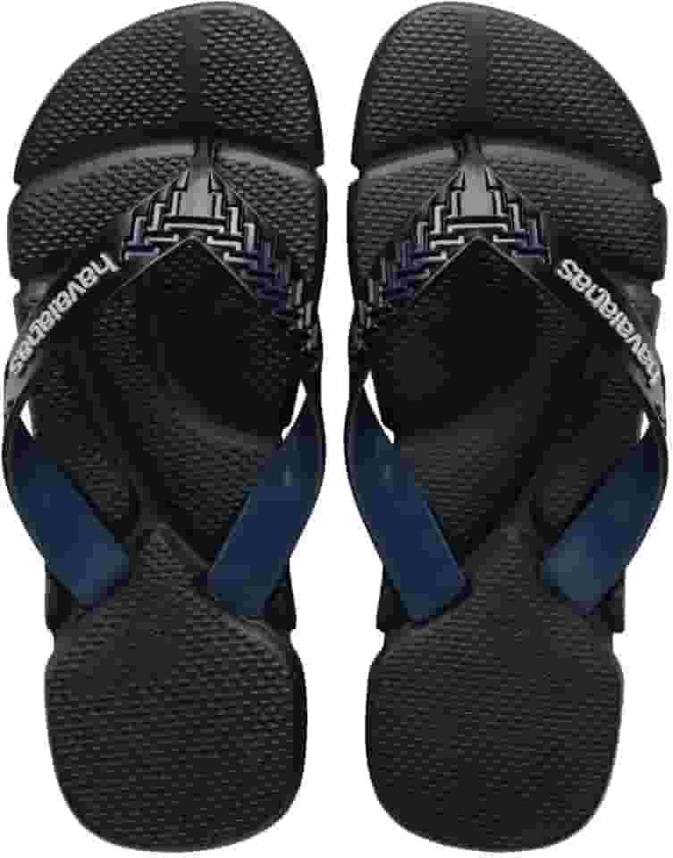 Chinelos Power 2.0, Preto e Azul Indigo, Design Texturizado