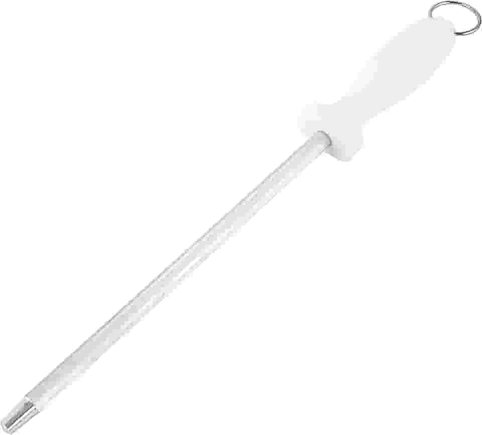 Chaira Profissional para Afiação 10" Aço Inox Cabo Branco com Argola