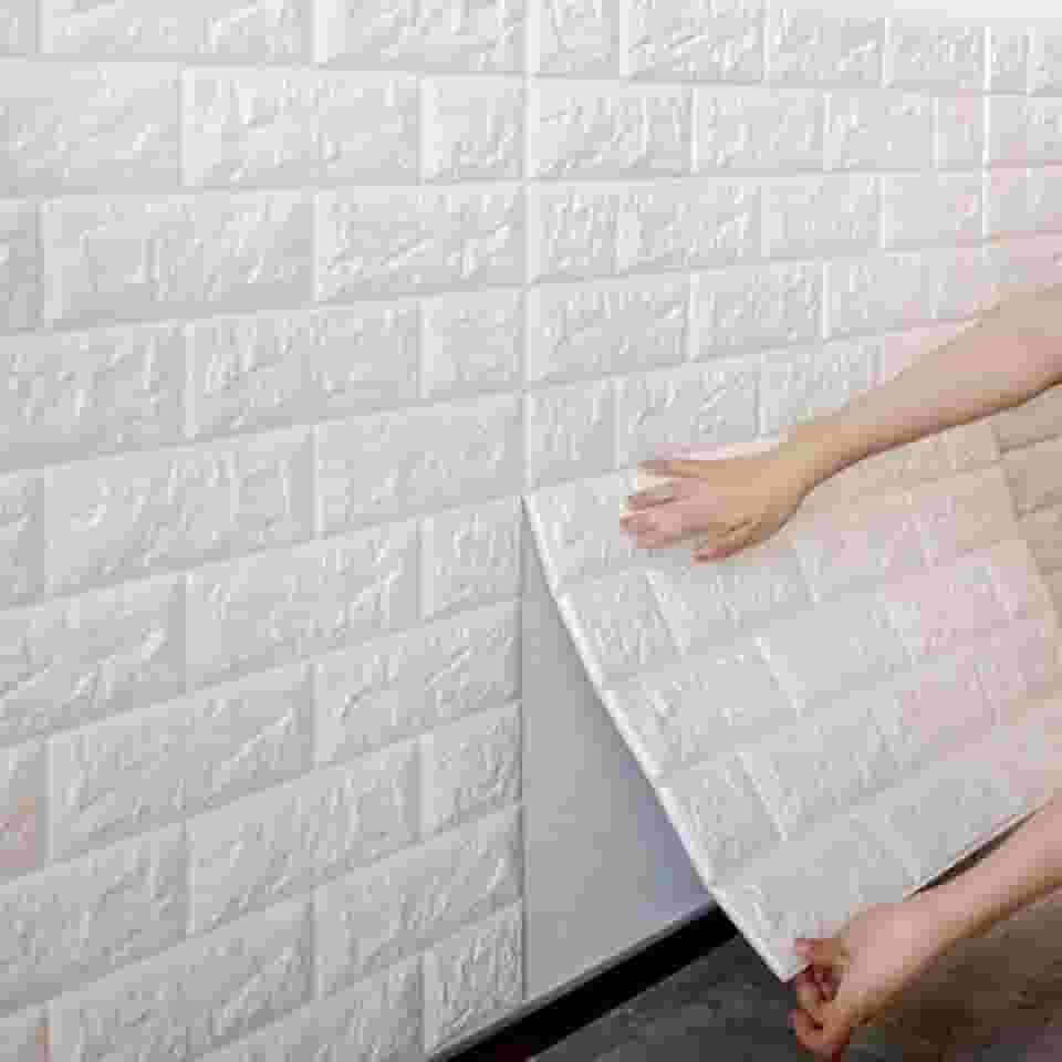 Kit 20 Painel Adesivo 3D Revestimento Tijolo Branco Parede