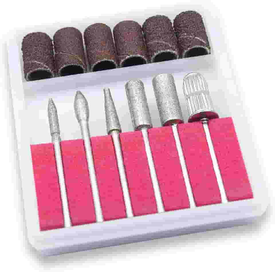 Kit com 6 Brocas e 6 Lixas Refil para Lixadeira Elétrica de Unhas Gel, Manicure, Arte Sedução