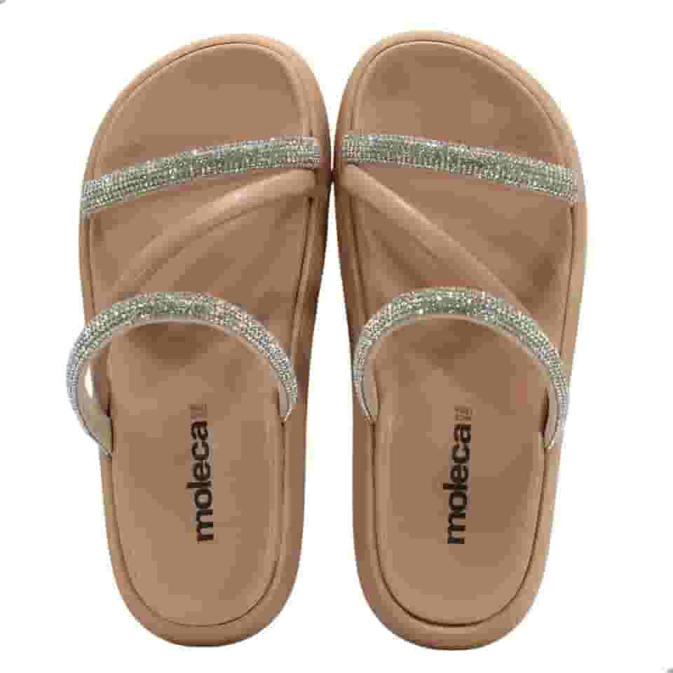 Chinelo Flatform Tira Tripla Multi Preto Moleca 5469.121