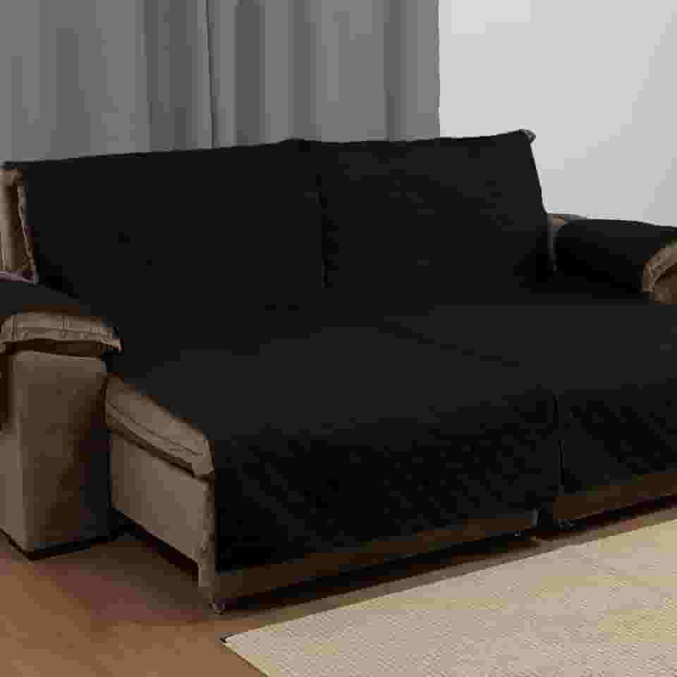 CAPA PARA PROTETORA DE SOFÁ RETRÁTIL E RECLINÁVEL DE DOIS LUGARES DE 1,20M TOTAL 2,40M X 2,40M ALTURA (Preto)