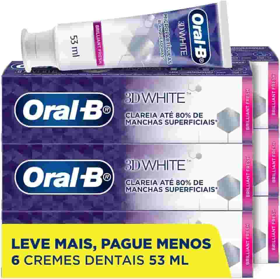 Oral-B Pasta de Dente 3D White Brilliant Fresh Micropartículas Branqueadoras 53 ml, 6 Unidades