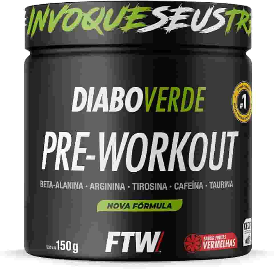 FTW Pré-Treino Diabo Verde em Pó com Cafeína, Aminoácidos Beta‑Alanina e Arginina para Treinos e Atividades Físicas - Pote 150 g (Sabor: Frutas Vermelhas)