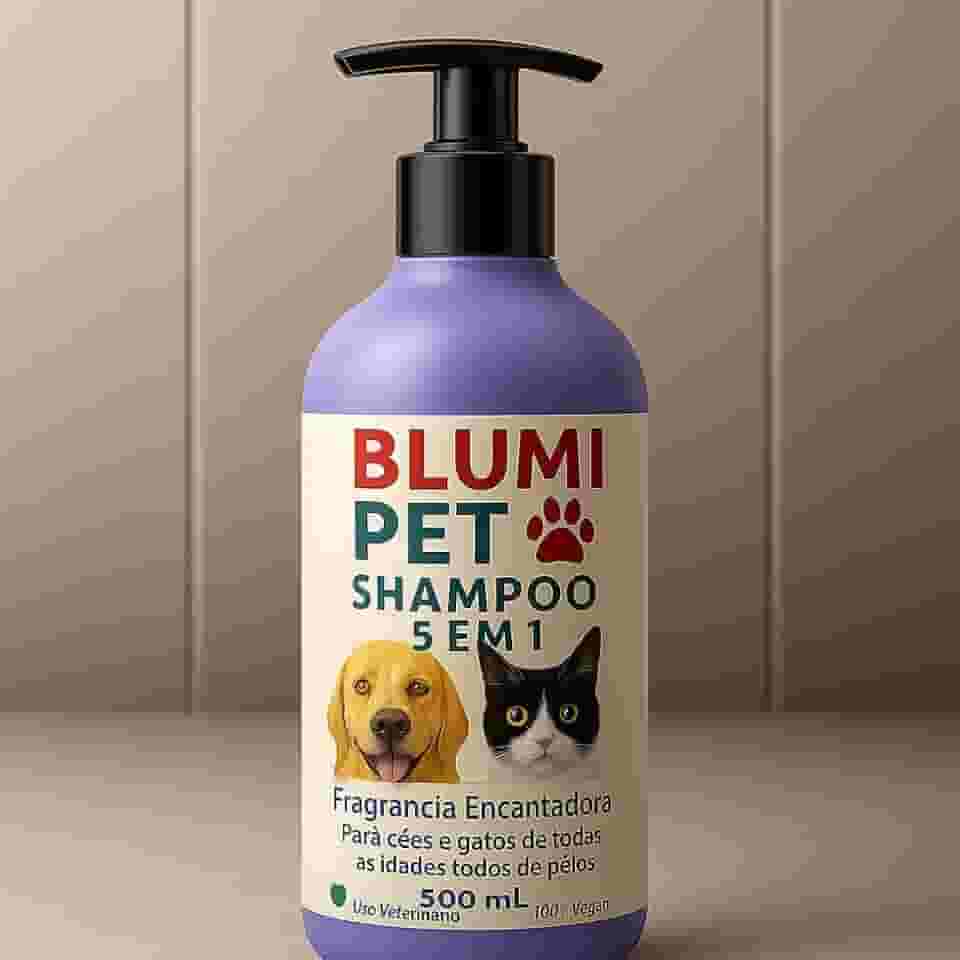 Shampoo 5 em 1 para Cães e Gatos – Para Todas as Idades, Raças e Tipos de Pelos | Limpa, Hidrata, Nutre, Desembaraça e Dá Brilho | Fragrância Encantadora