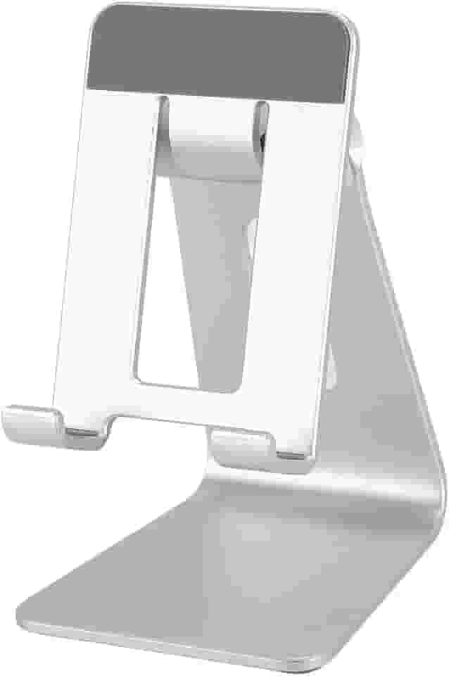 Fockety Suporte ajustável para celular, base antiderrapante de metal, suporte de mesa para celular, suporte de mesa para leitura ao vivo, tablet, acessórios de mesa