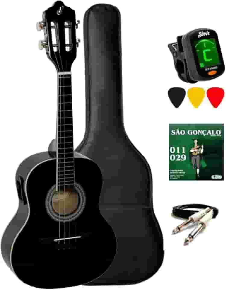 Kit Cavaco Giannini Eletroacústico Cs14 Ep BK Cabo Capa Palheta