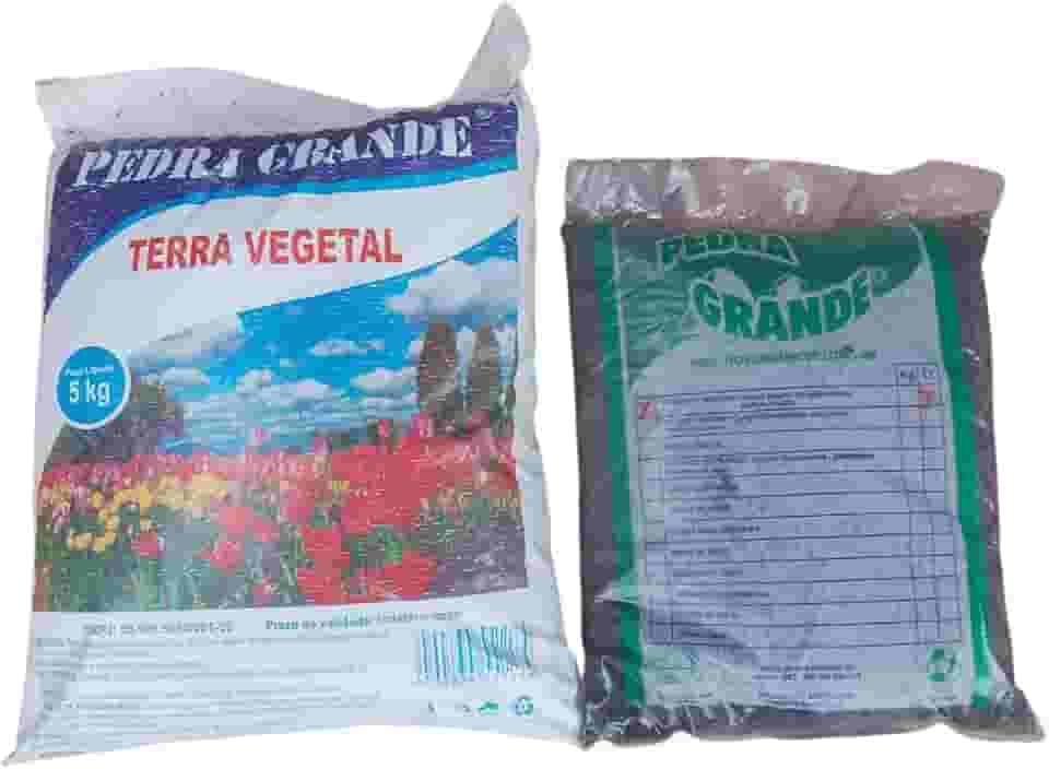 Kit Pedra Grande Terra Adubada 5kg + Húmus de Minhoca 3kg - Plantas - Horta - Vasos - Composto - Substrato