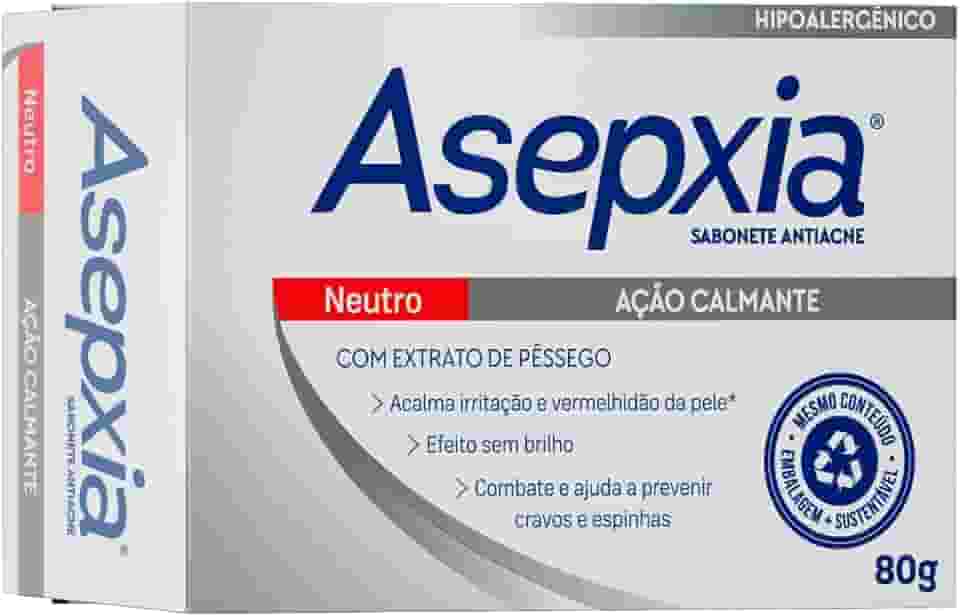 Asepxia Sabonete Neutro 80g — Hipoalergênico | Limpeza Profunda e Suave | Controla a Oleosidade e Acalma a Pele Sensibilizada | Previne Espinhas