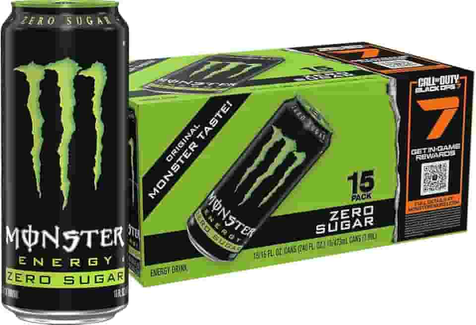 Monster Energy Zero açúcar, verde, original, bebida energética de baixa caloria, 473 ml (pacote com 15)