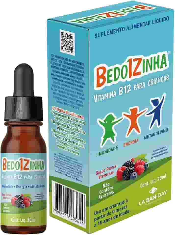 Bedo12zinha Vitamina B12 em Gotas para Crianças (20ml) - Auxilia na formação de células vermelhas do sangue, auxilia no funcionamento do sistema imune