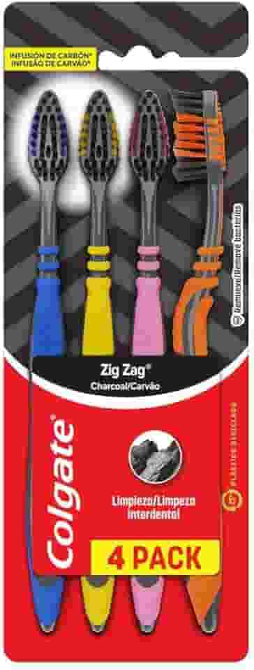 Escova Dental Colgate ZigZag Carvão 4 unid
