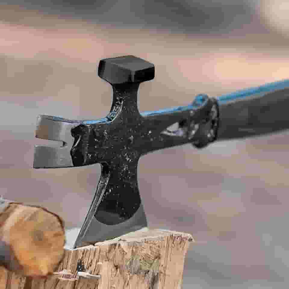 Mini Machado Machadinha Com Cabo Emborrachado Para Cortar Arvore Madeira Machadinha de Aço Compacta Para Camping e Sobrevivência 3 em 1-31cm para Aventuras Outdoor