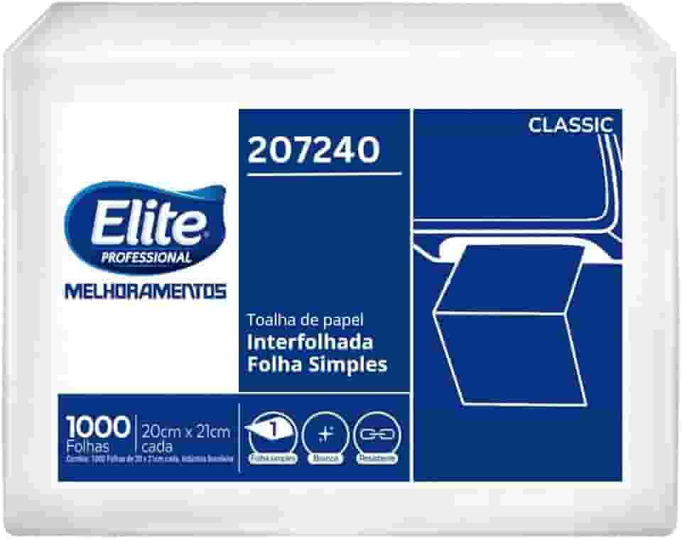 Elite Papel Toalha Interfolhado Folha Simples Com 1.000 Folhas