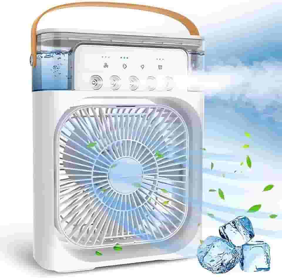 softdigit Ventilador Portátil de Mesa Mini Ar Condicionado Umidificador Climatizador Led Água e Gelo 3 Velocidades Led (BRANCO)