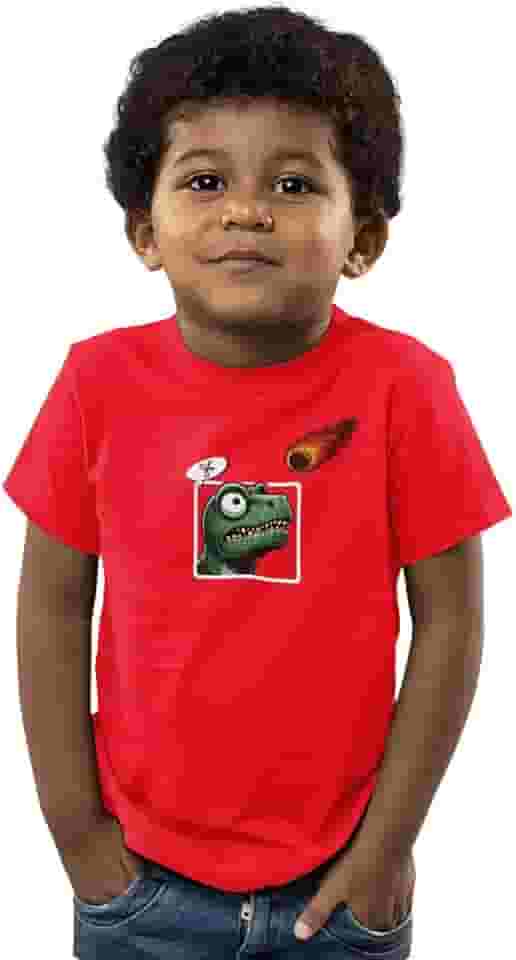 Camiseta Infantil Menino Menina TRex JoKenPô Extinção Dino Tamanho:2;Cor:Vermelho