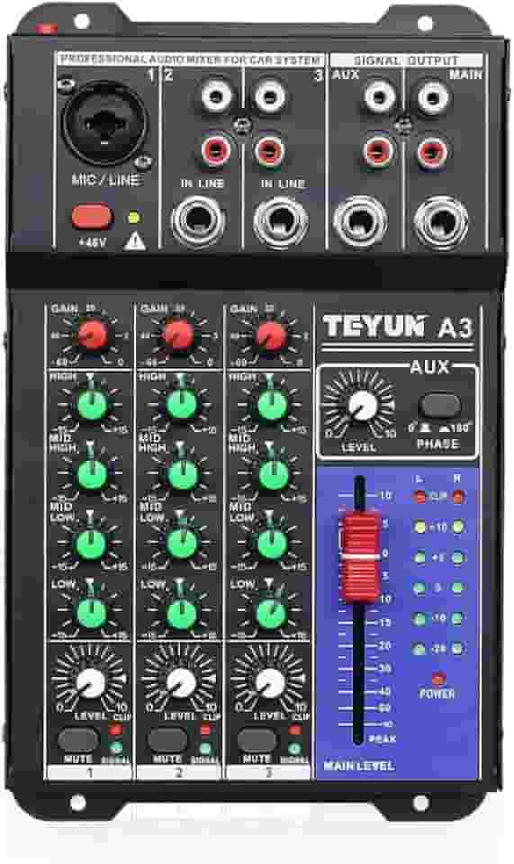 Mesa De Som 3 canais, Profissional Portátil Mixer Bluetooth Automotivo C/Equalizador 4 Bandas