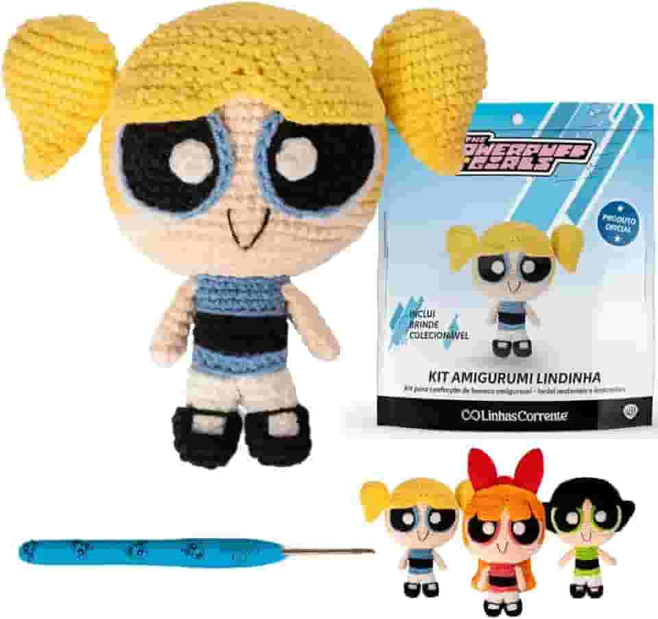 Kit Amigurumi Meninas Superpoderosas Crochê Agulha Costura | Personagens Completos Colecionável | Produto Licenciado Oficial (Lindinha)