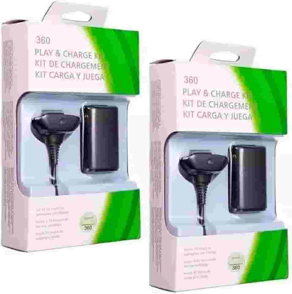 Kit 02 Baterias Para Controle Compatível com Xbox 360 Slim + Cabo Carregador Recarga Joystick
