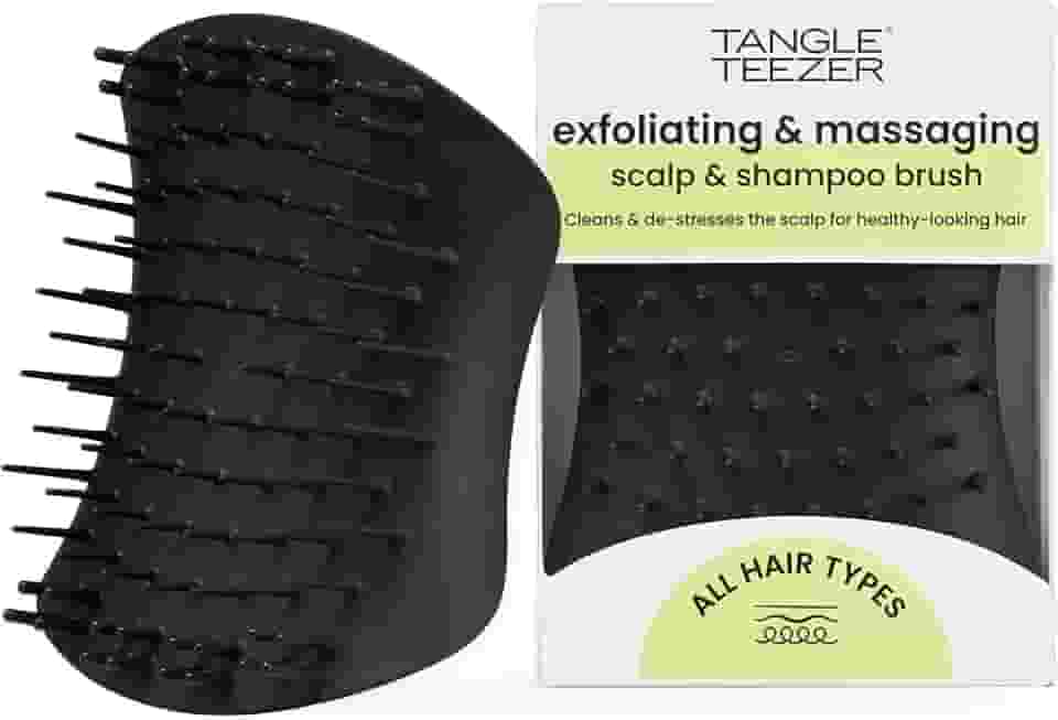 Tangle Teezer - Escova de esfoliação e limpeza do couro cabeludo Scalp Brush Exfoliator. Cor: Preta