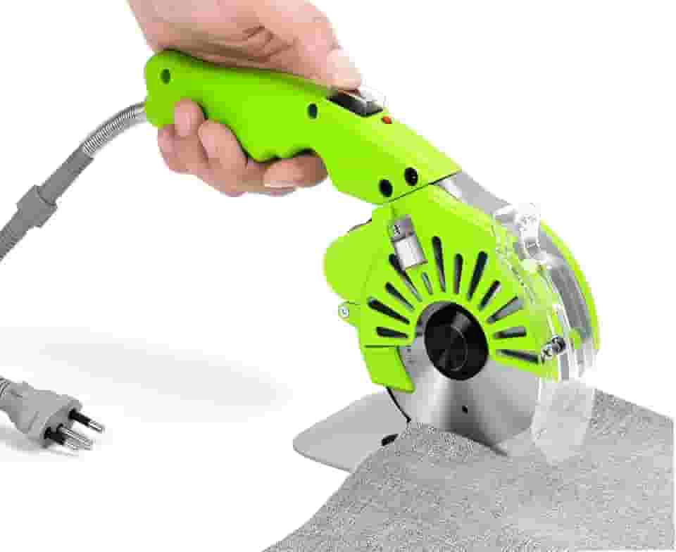 Máquina Corte Cortar Tecidos, 110-220V Tesoura Eletrica, 20mm Espessura de Corte, Lâmina octogonal de 100mm, Tesoura Eletrica para Papelão, com Luz superior, Cortador Circular