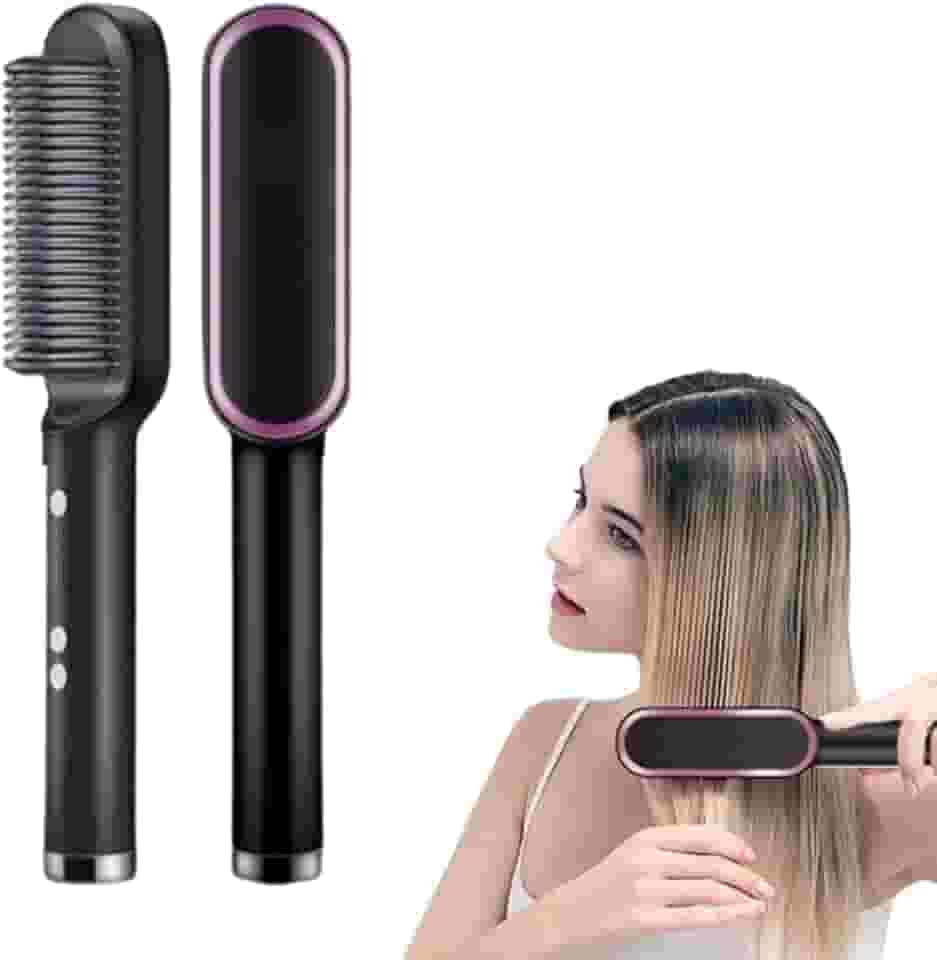 Genérico Escova Alisadora De Cabelo 3 Em 1 Bivolt Escova De Cabelo Fino, Grosso, Cacheados e Crespos Com Pente Especial Multifuncional Potente Premium 200° Graus COM FIO (Variados)