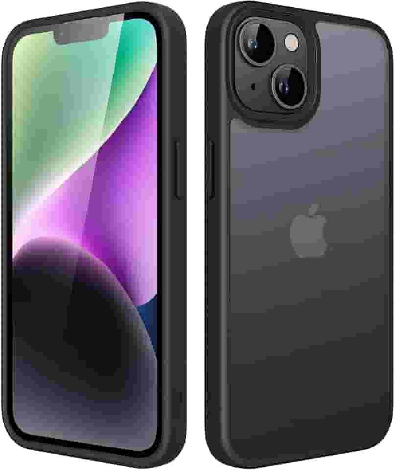 JETech Capa Fosca para iPhone 14 6,1 Polegadas, Case Proteção Contra Quedas de Grau Militar à Prova de Choque, Capinha Traseira Translúcida Fosca para Telefone, Anti-Impressão Digital (Preto)