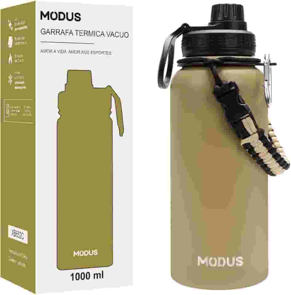 MODUS Garrafa Térmica Esportiva De Aço Inoxidável Com Isolamento A Vácuo De 1000ML (Caqui)