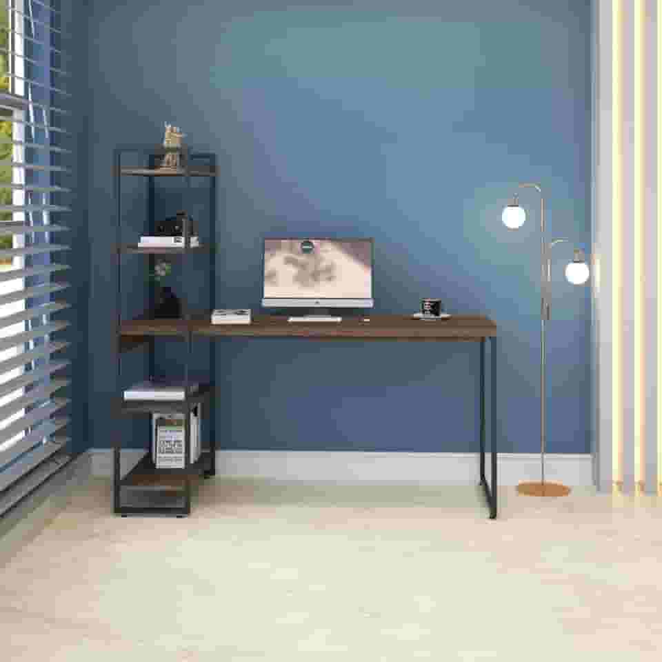 Escrivaninha com Estante Alta 4 Prateleiras 1,50m Dynamica