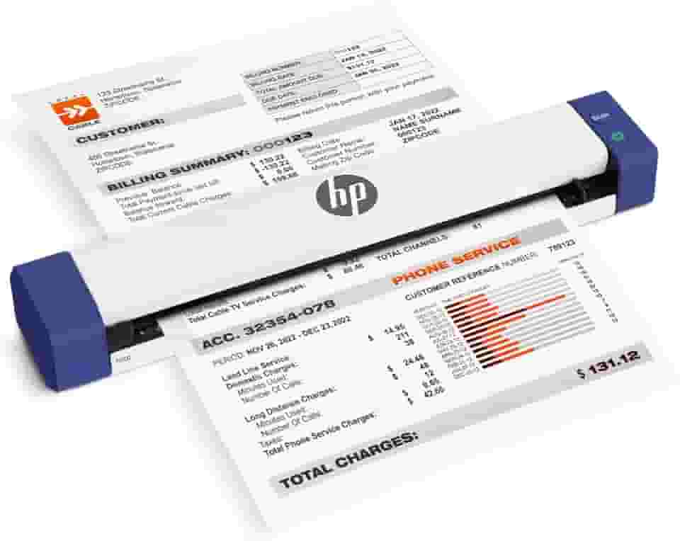 HP Scanner USB pequeno de documentos e fotos para digitalização digital portátil de um lado, modelo HPPS100, para casa, escritório e negócios, compatível com PC e Mac, software HP WorkScan incluído