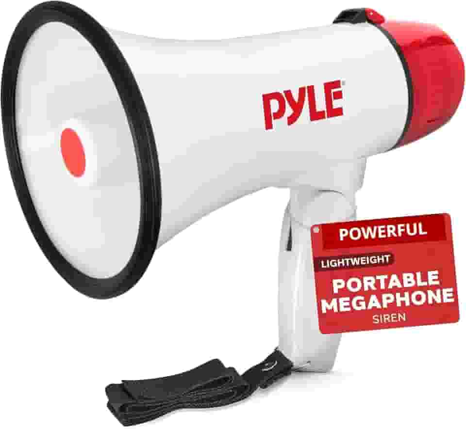 Pyle Alto-falante Megaphone PA Bullhorn – 20 watts, controle de vol ajustável com sirene integrada e alcance de 800 metros – PMP20