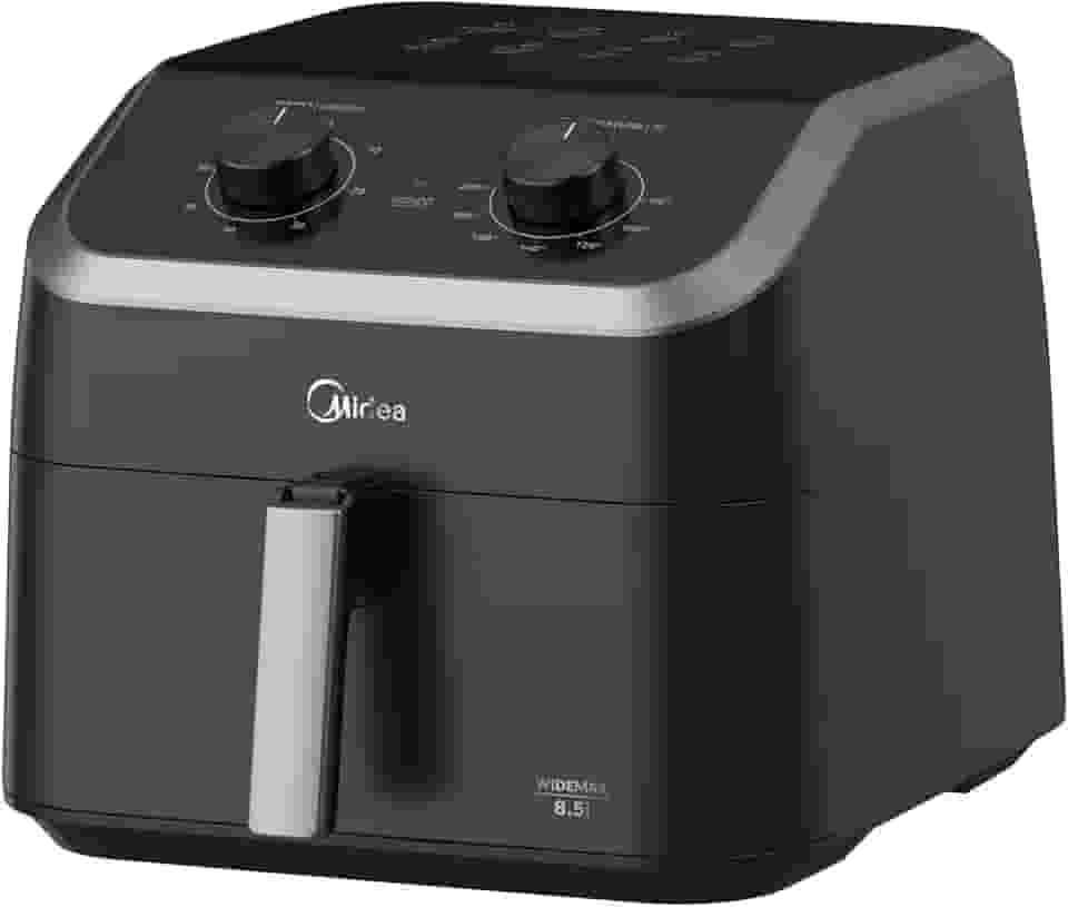 Fritadeira Midea Air Fryer 8,5L, design com dois botões, ampla faixa de temperatura de 80°C a 200°C, cesto antiaderente e prato para vegetais, 1900W, 110V, FWM85P1