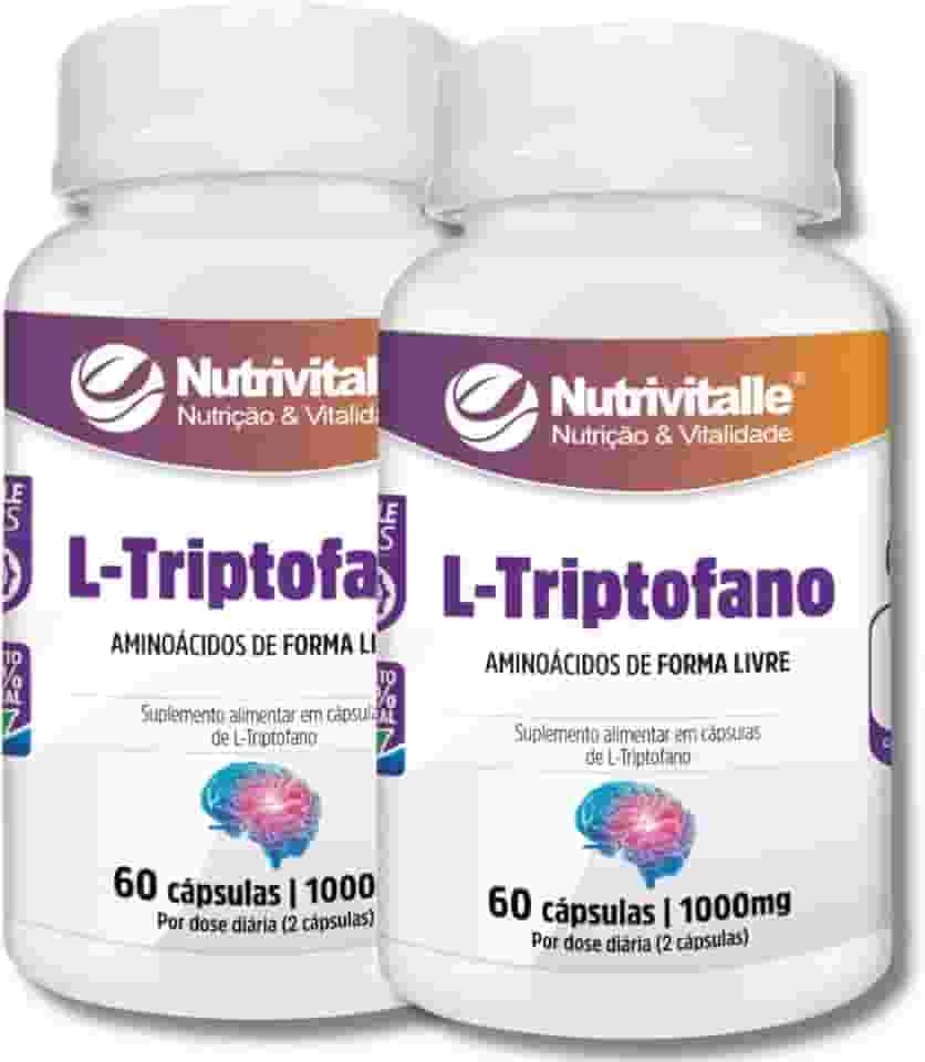 L Triptofano 1000mg 60 Cápsulas Nutrivitalle 2 Potes