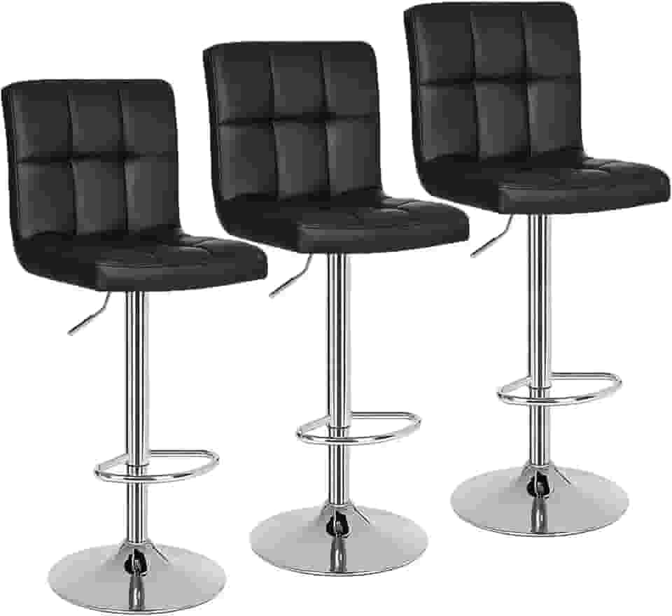 Kit 03 Banquetas Cozinha Americana Gomos Giratória Alta Preta DU80