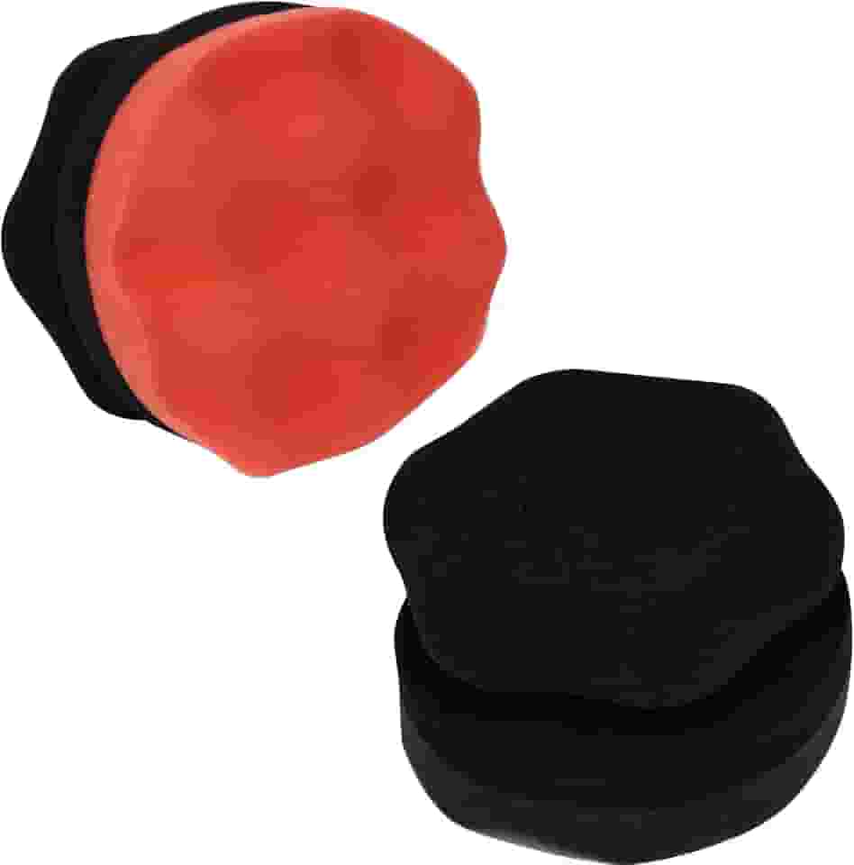 Pacote com 2 almofadas aplicadoras de brilho de pneu hexagonais grandes, aplicador de aderência durável e reutilizável para limpeza de carro de polimento de pneus (vermelho + preto)