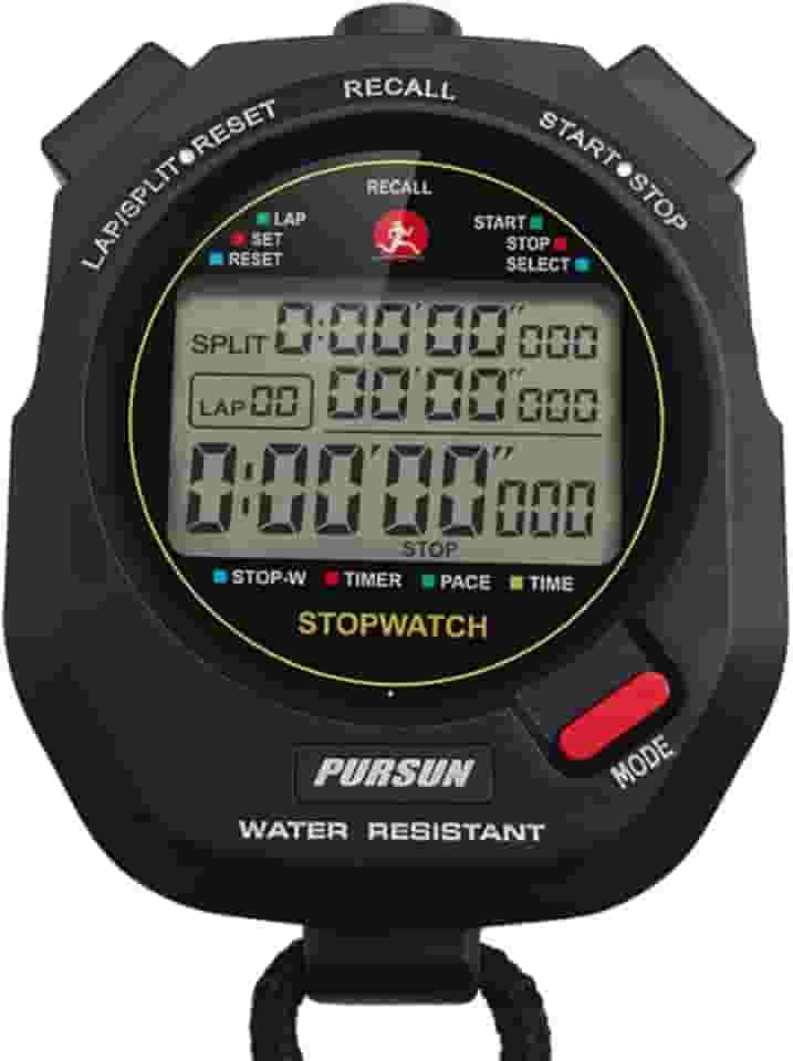 Cronômetro esportivo com memória dividida de 100 x 2 voltas/cronômetro de 0,001 segundo, cronômetro profissional com visor grande, despertador multifuncional para treinador árbitro natação corrida