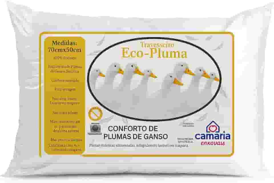 Kit Travesseiro Penas Plumas Ganso Percal 400 Fios Antialérgico 70cm x 50cm (01)