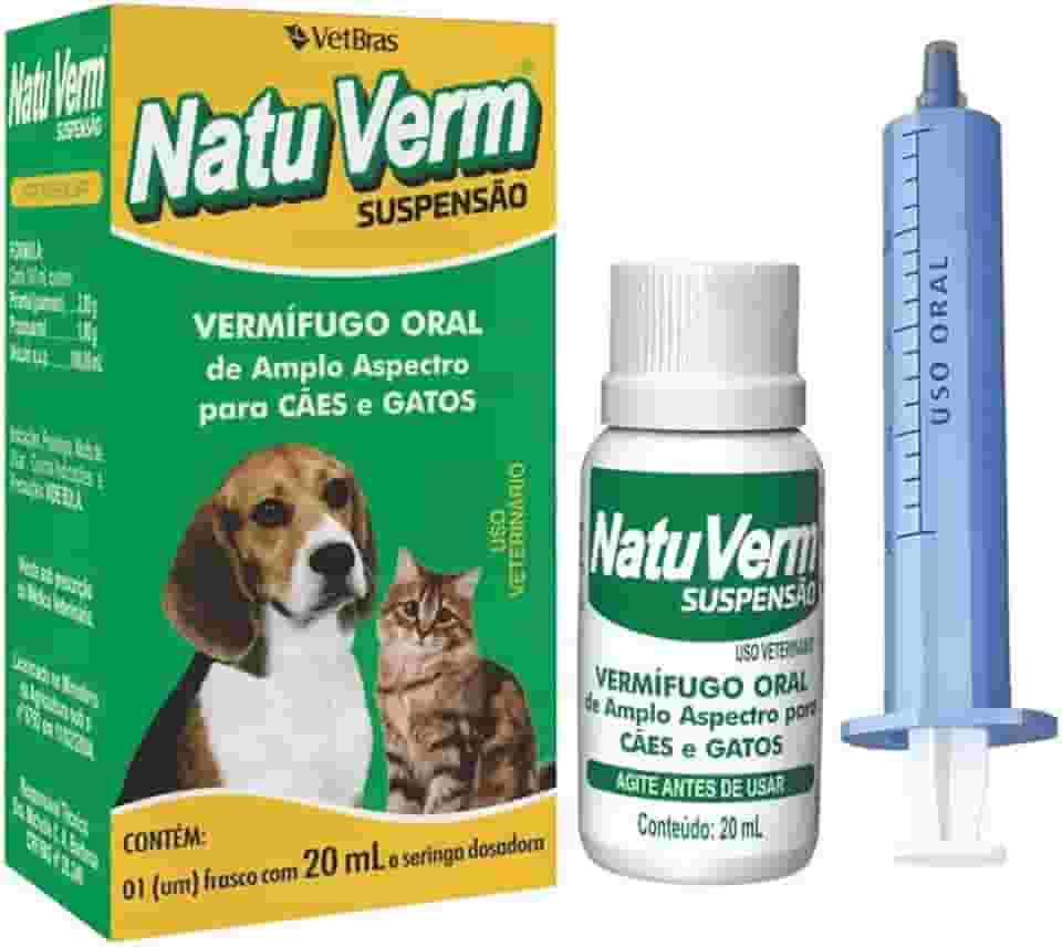NatuVerm Suspensão Vermífugo Oral para Cães e Gatos 20ml