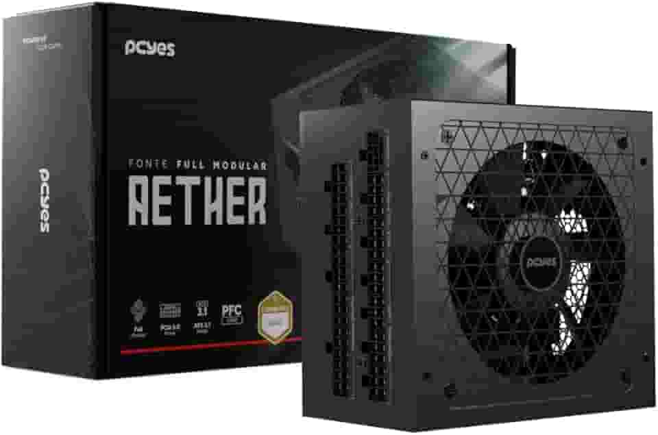 FONTE GAMER PCYES AETHER 1000W FULL MODULAR CYBENETICS GOLD PCIE 5.0 ATX 3.1-1000WFMG