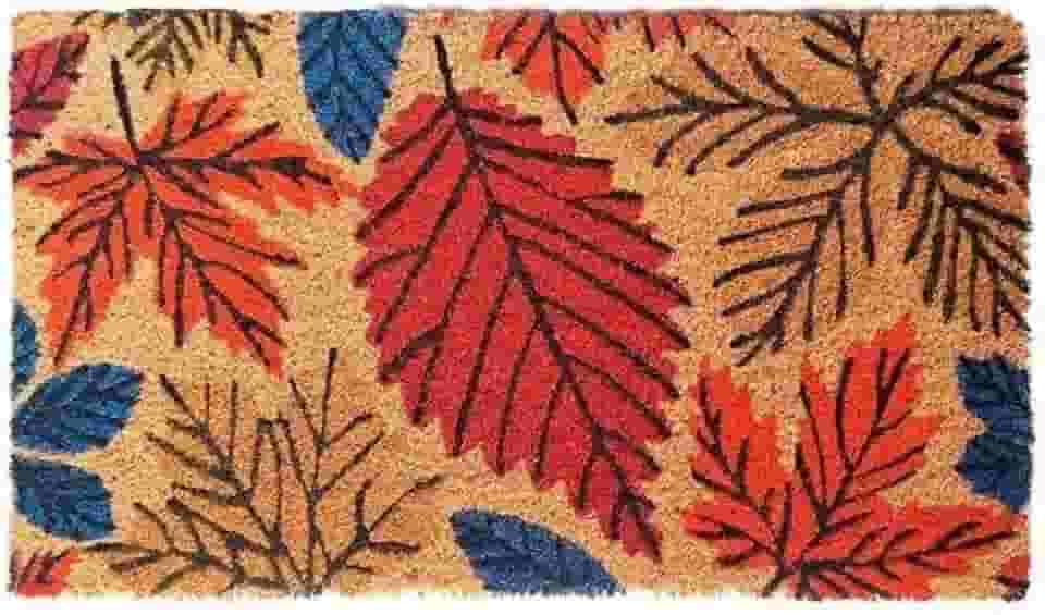 Capacho Folhas Outonais 60x33cm em Fibra de Coco – Antiderrapante, Colorido, Decorativo e Resistente para Entrada de Casa e Apartamento