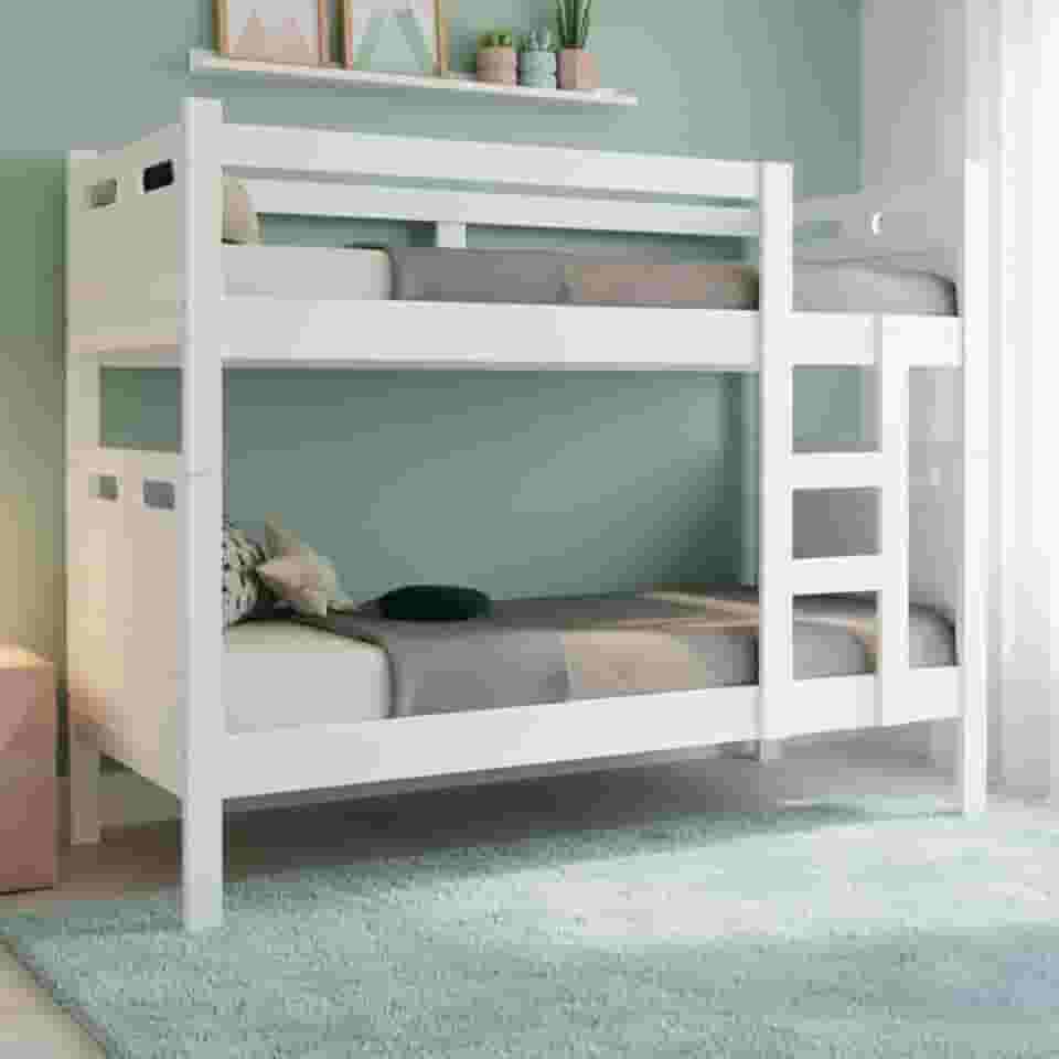 Beliche Multifuncional 2 em 1 Solteiro Vira Duas Camas Confortáveis e Reforçadas (Branco)