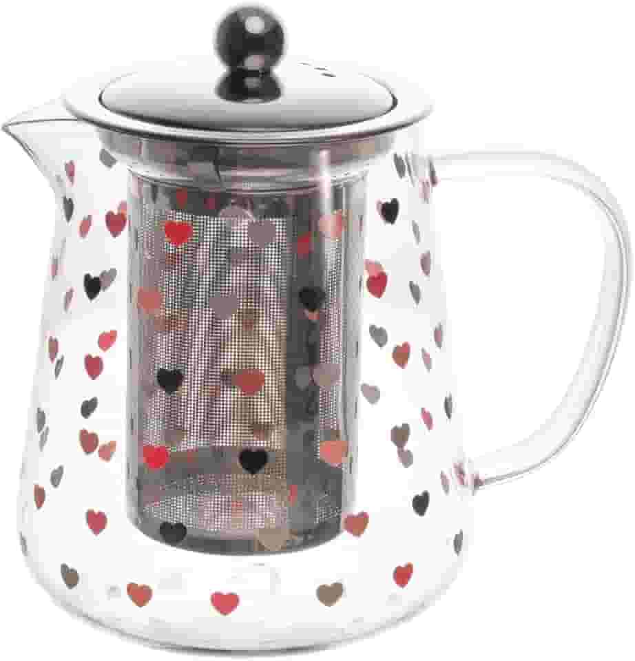 LYOR - Chaleira de Vidro Borossilicato com Filtro de Aço Inox Love 750ml