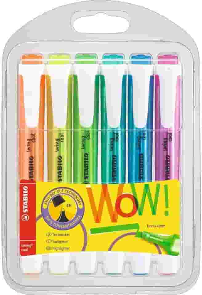 Marca Texto Swing Cool, Stabilo, Estojo com 6 Unidades Cores Fluorescentes, Sertic 33.0600, Stabilo