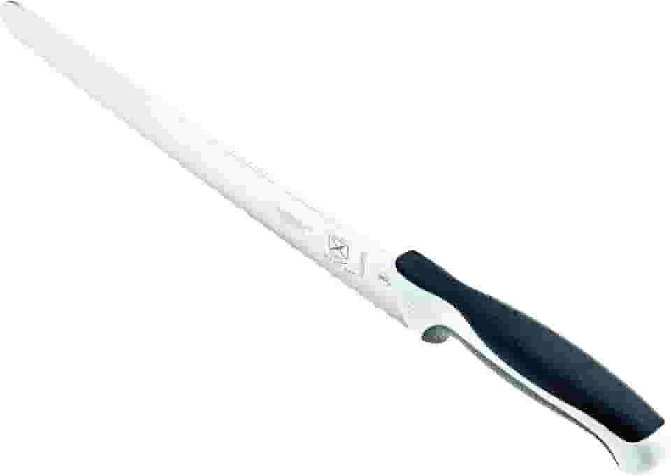 (White) - Mercer Culinary M23210WBH Millennia 25cm Wide Wavy Edge Bread Knife, White