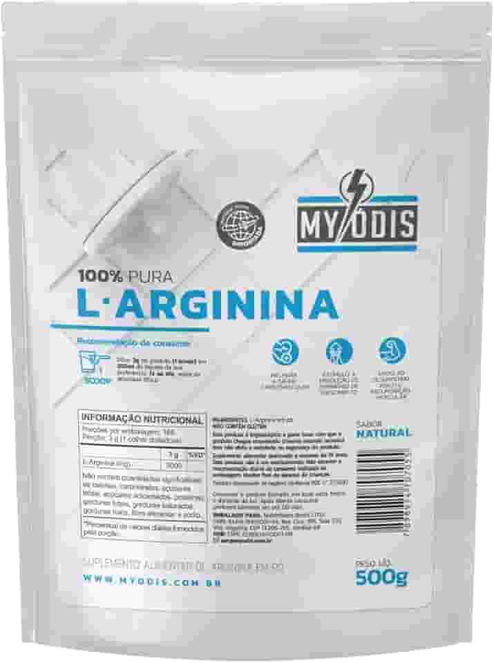 L-Arginina 500g - 100% Pura Importada - em Pó - Myódis