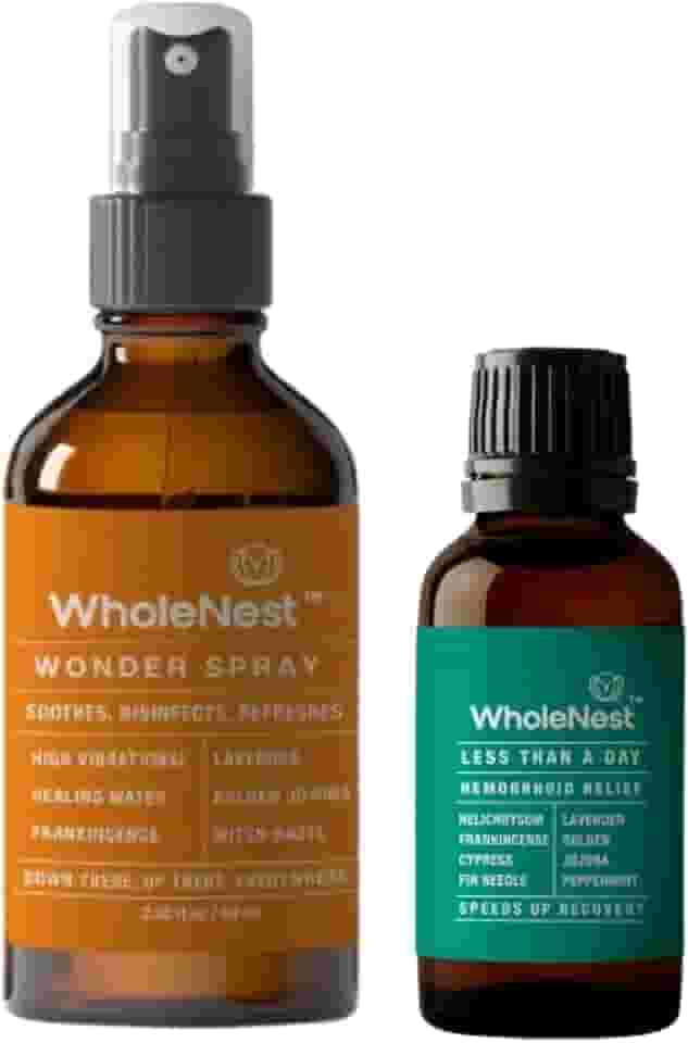 Kit de alívio de hemorróidas – Spray perineal totalmente natural para alívio rápido pós-parto, hemorróidas, pontos, cicatrizes de cesariana, fissuras, dor de cabeça e estresse – Essenciais