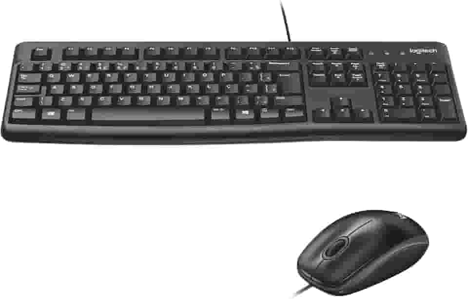 Combo Teclado e Mouse com fio USB Logitech MK120 com Design Confortável, Durável e Resistente à Respingos, USB e Layout ABNT2