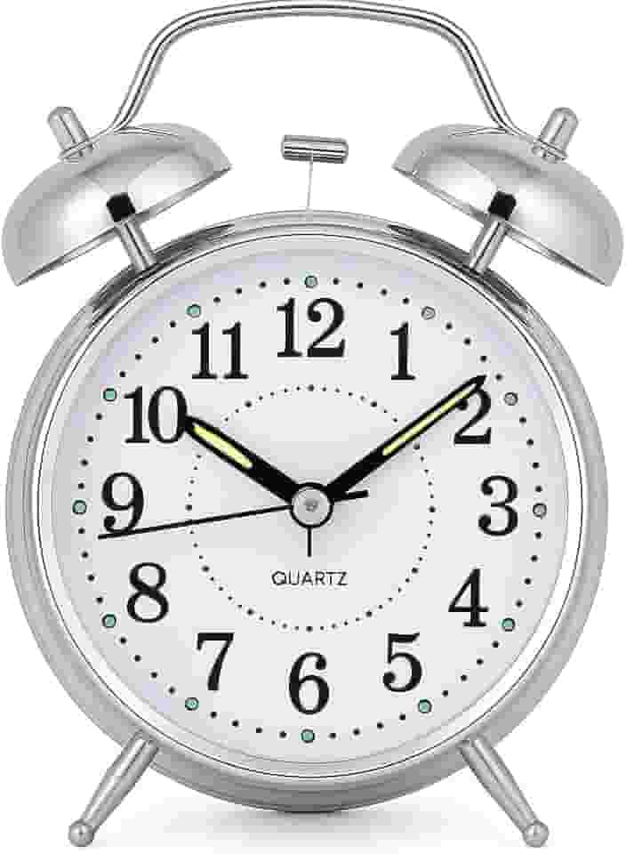 Relógio de Mesa Vintage Antigo Clássico Despertador Com Luz Led Noturna Em Metal Analógico MCL Distribuidora